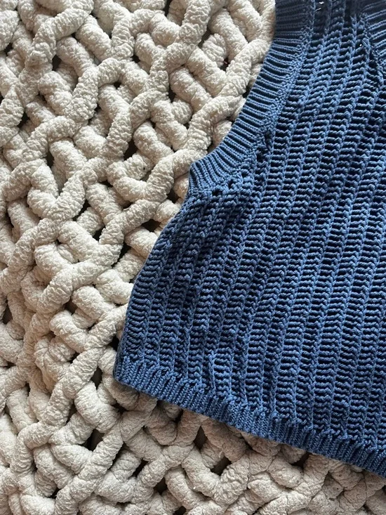 aerie Blue Cropped Knit Tank Top - Picture 4 of 4